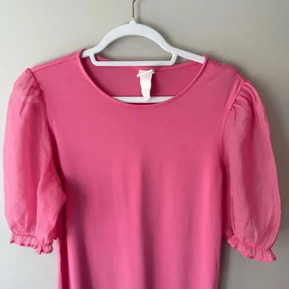 H&M Pink Ruffled Puff Sleeve Blouse Women’s M Streetwear Casual - Picture 3 of 11